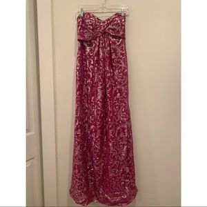 Nicole Miller Pink and Silver Floor Length Dress